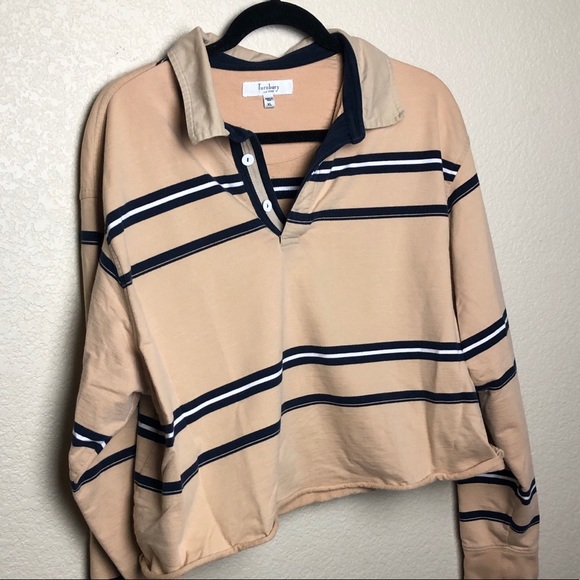 Turnberry Tops - Turnberry striped roll hem rugby shirt size XL